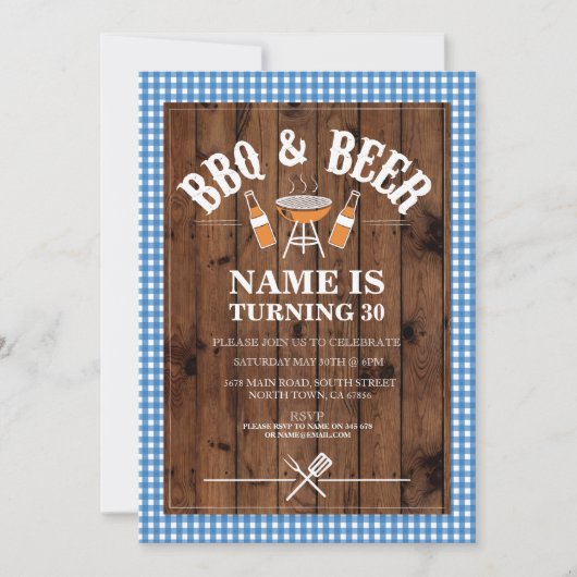 ビールズ&応援ズBBQバースデーパーティーアニーエイジ招待状 招待状 (正面)