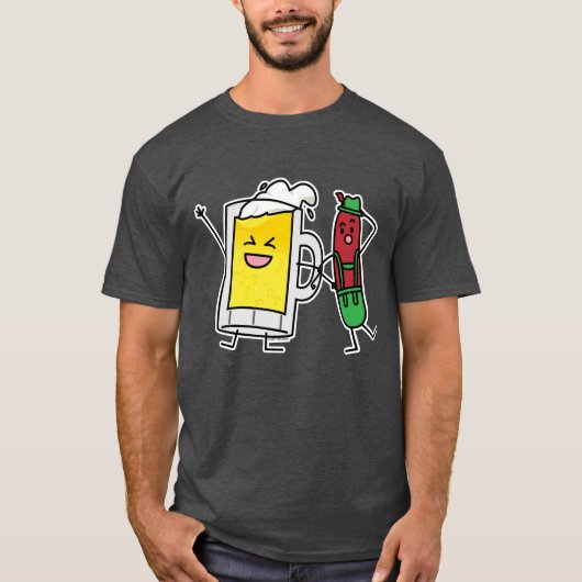 ビールソーセージOctoberfestオクトーバーフェストレダーホーゼン Tシャツ (正面)