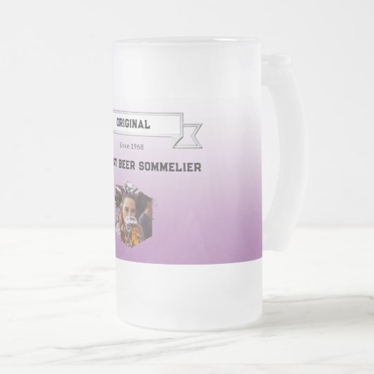 ビールソ最高のムリエバイオレットホワイトのグラデーションと写真 フロストグラスビールジョッキ (正面右)