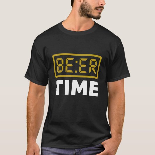 ビールタイムデジタル時計 ビール Tシャツ (正面)