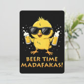 ビールタイムマダファカスおもしろいミームダックグースレトロ 招待状 (スタンド正面)