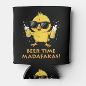 ビールタイムマダファカスおもしろいミームダックグースレトロ 缶クーラー (正面)