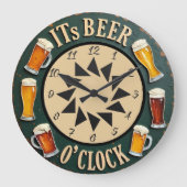 ビールタイム ディストressedバー ラージ壁時計 (正面)