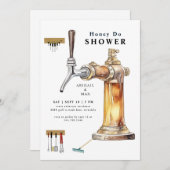 ビールタップハニードカップルウェディングシャワー 招待状 (正面/裏面)