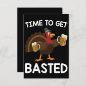 ビールターキーおもしろい感謝祭 サンキューカード (正面/裏面)