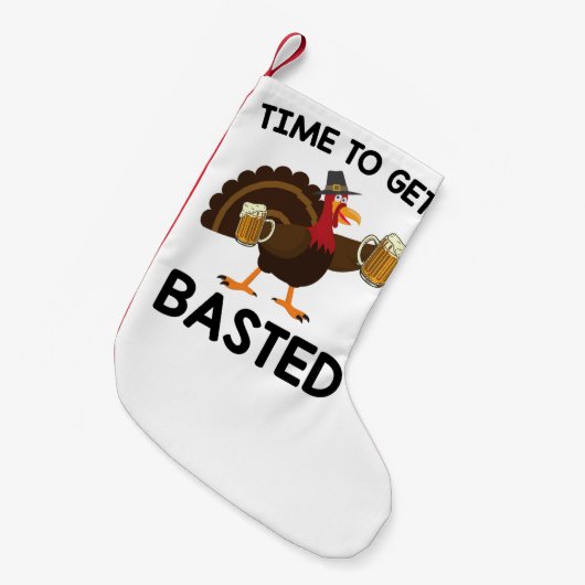 ビールターキーおもしろい感謝祭 スモールクリスマスストッキング (正面 (吊り時))