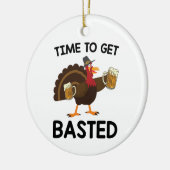 ビールターキーおもしろい感謝祭 セラミックオーナメント (左)