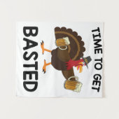 ビールターキーおもしろい感謝祭 タペストリー (正面(横))