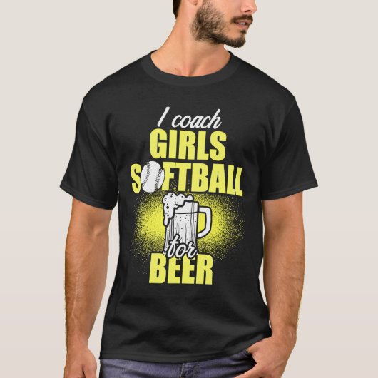 ビールチームの女子ソフトボールコーチ Tシャツ (正面)