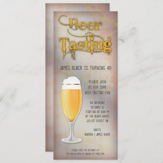 ビールテイスティングバースデーパーティーへの招待 招待状 (正面/裏面)