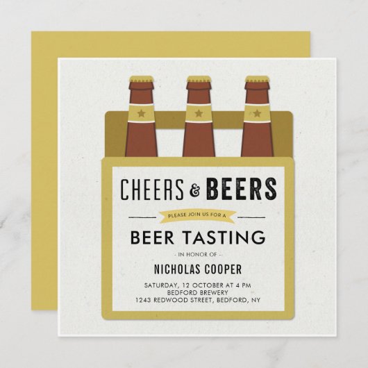 ビールテイスティングバースデーパーティーへの招待 招待状 (正面/裏面)