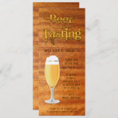 ビールテイスティングバースデーパーティーへの招待 – Woodgrain 招待状 (正面/裏面)