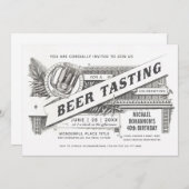 ビールテイスティング招待状 |最高のヴィンテージ 招待状 (正面/裏面)