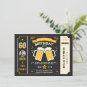 ビールテーマブラックチケットメンアダルト誕生日写真 招待状 (スタンド正面)
