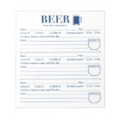 ビールトラッカー、ビールラバードリンク評価シート ノートパッド (正面)
