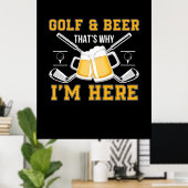 ビールドライナーゴルフ及びビール誕生日 ポスター (ホームオフィス)