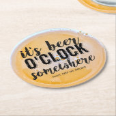 ビールドリンおもしろいカーヴィンテージタイポグラフィカスタム文字 ラウンドペーパーコースター (アングル)