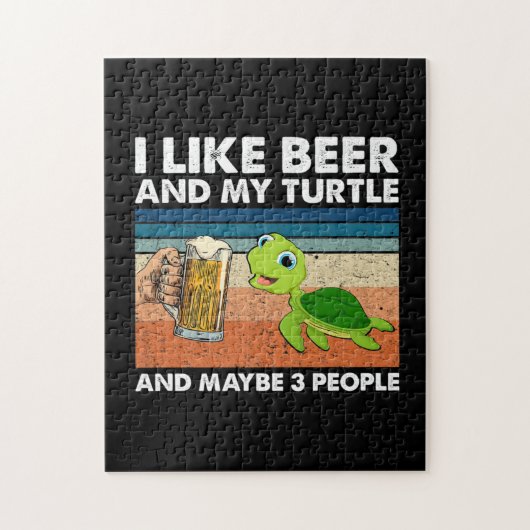ビールドリンカー好きビールとカメ誕生日 ジグソーパズル (縦)