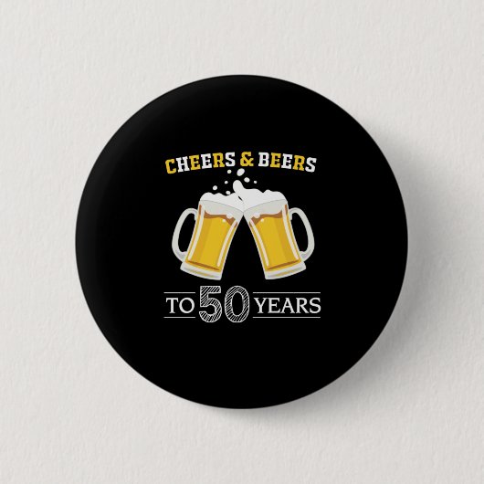 ビールドリンカー応援とビール50年誕生日 缶バッジ (正面)