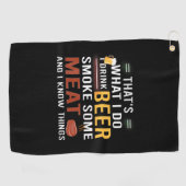 ビールドリンカーIビールスモークミート誕生日 ゴルフタオル (横)