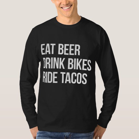 ビールドリンク食べバイクライドタコス Tシャツ (正面)
