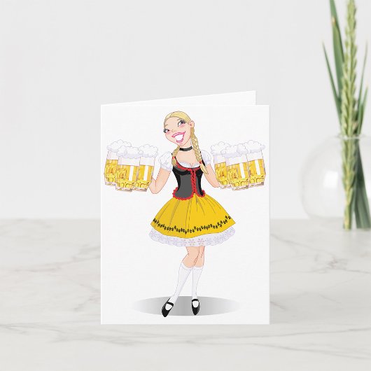 ビールノートカードを配る少女 カード