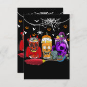 ビールハロウィーンスカルコスクの3ホラーグラス 招待状 (正面/裏面)