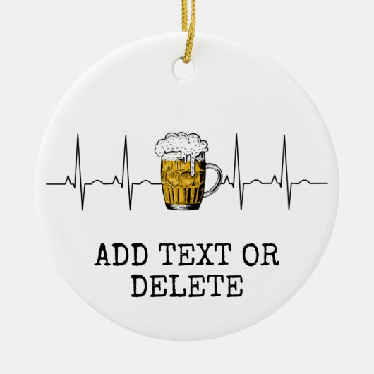 ビールハートビーパーソナライズされたトヴィンテージ愛好家 セラミックオーナメント (正面)