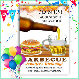 ビールバックヤードバーベキューバースデーパーティー 招待状