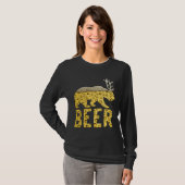 ビールバブル熊+鹿=ビールベア〔雄ジカの〕枝角 Tシャツ (正面フル)