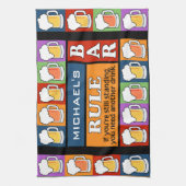 ビールバーのポップアートの名前をカスタムするの台所タオル キッチンタオル (縦)