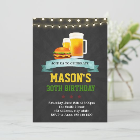 ビールバーガー誕生日パーティーの招待状 招待状 (スタンド正面)