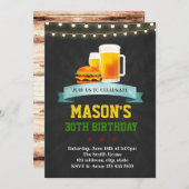 ビールバーガー誕生日パーティーの招待状 招待状 (正面/裏面)