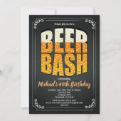 ビールバースデーパーティーの男性レトロバーの掲示板 招待状 (正面)