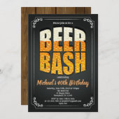ビールバースデーパーティーの男性レトロバーの掲示板 招待状 (正面/裏面)