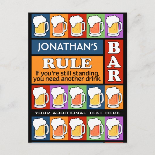 ビールバーポップ・アートのアート名前をカスタムするはがき ポストカード (正面)