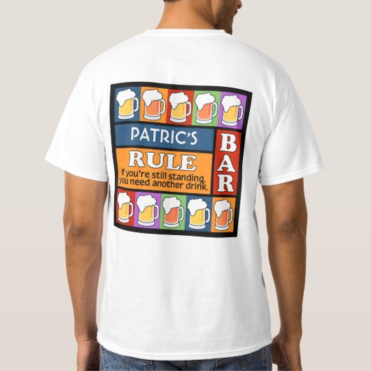 ビールバーポップ・アートのアート名前をカスタムする服 Tシャツ (裏面)