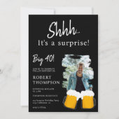 ビールパイン黒人写真驚き40歳の誕生日 招待状 (正面)