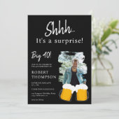 ビールパイン黒人写真驚き40歳の誕生日 招待状 (スタンド正面)