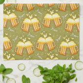 ビールパターンのガラス キッチンタオル (折り畳み)