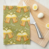 ビールパターンのガラス キッチンタオル (四つ折り)