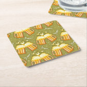 ビールパターンのガラス スクエアペーパーコースター (アングル)