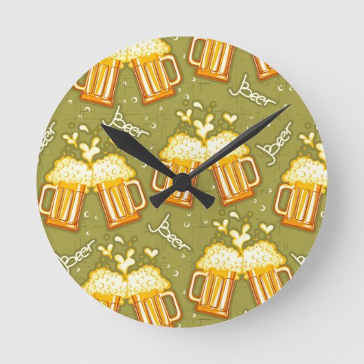 ビールパターンのガラス ラウンド壁時計 (正面)