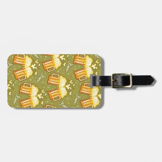 ビールパターンのガラス ラゲッジタグ (正面横)