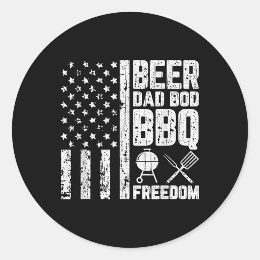 ビールパパBod Bbq Freedom クール American Flag Gril B ラウンドシール (正面)