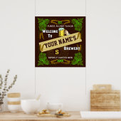 ビールパーソナライズされたウェルカムサイン ポスター (キッチン)