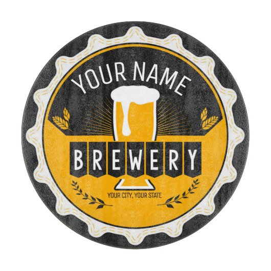 ビールパーソナライズされたボトルキャップバー カッティングボード (正面)