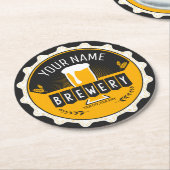 ビールパーソナライズされたボトルキャップバー  ラウンドペーパーコースター (アングル)
