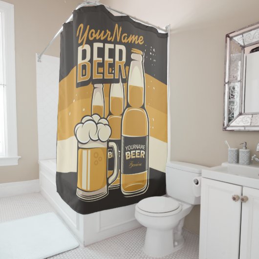 ビールパーソナライズされたボトルスズジーマグ醸造バー シャワーカーテン (インサイチュ)