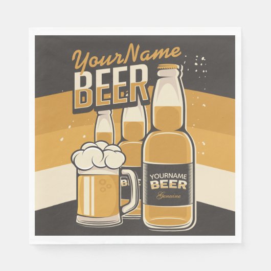ビールパーソナライズされたボトルスズジーマグ醸造バー スタンダードランチョンナプキン (正面)